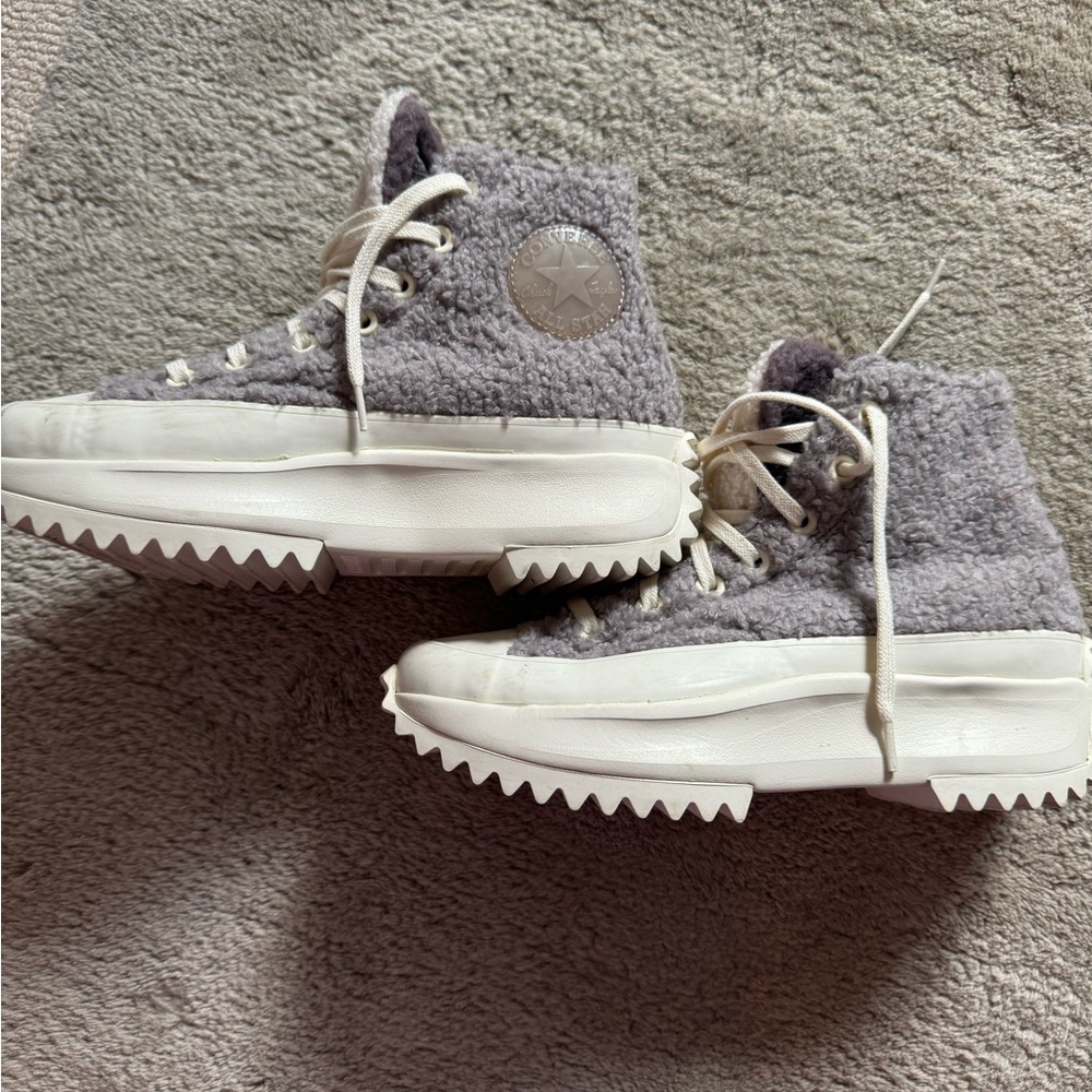 Converse Run Star Hike Platform Chunky Sneaker Rubber Sole High Top Sherpa 7.5 - Picture 2 of 8